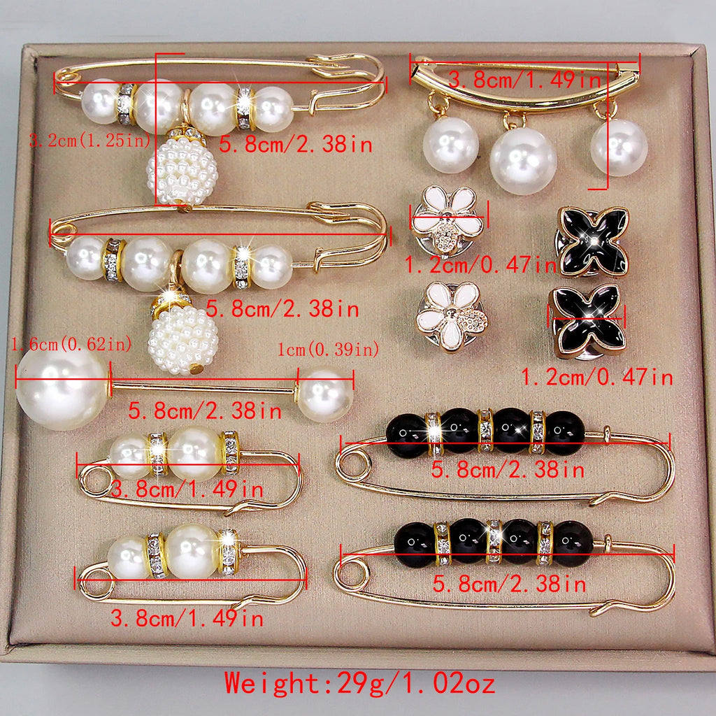 12pcs Fashion Pearl Broaches