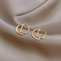 Minimalist Double D Rhinestone Earrings - Gold Plated Letter Stud Jewelry for Women Luxury Versatile Daily Accessories