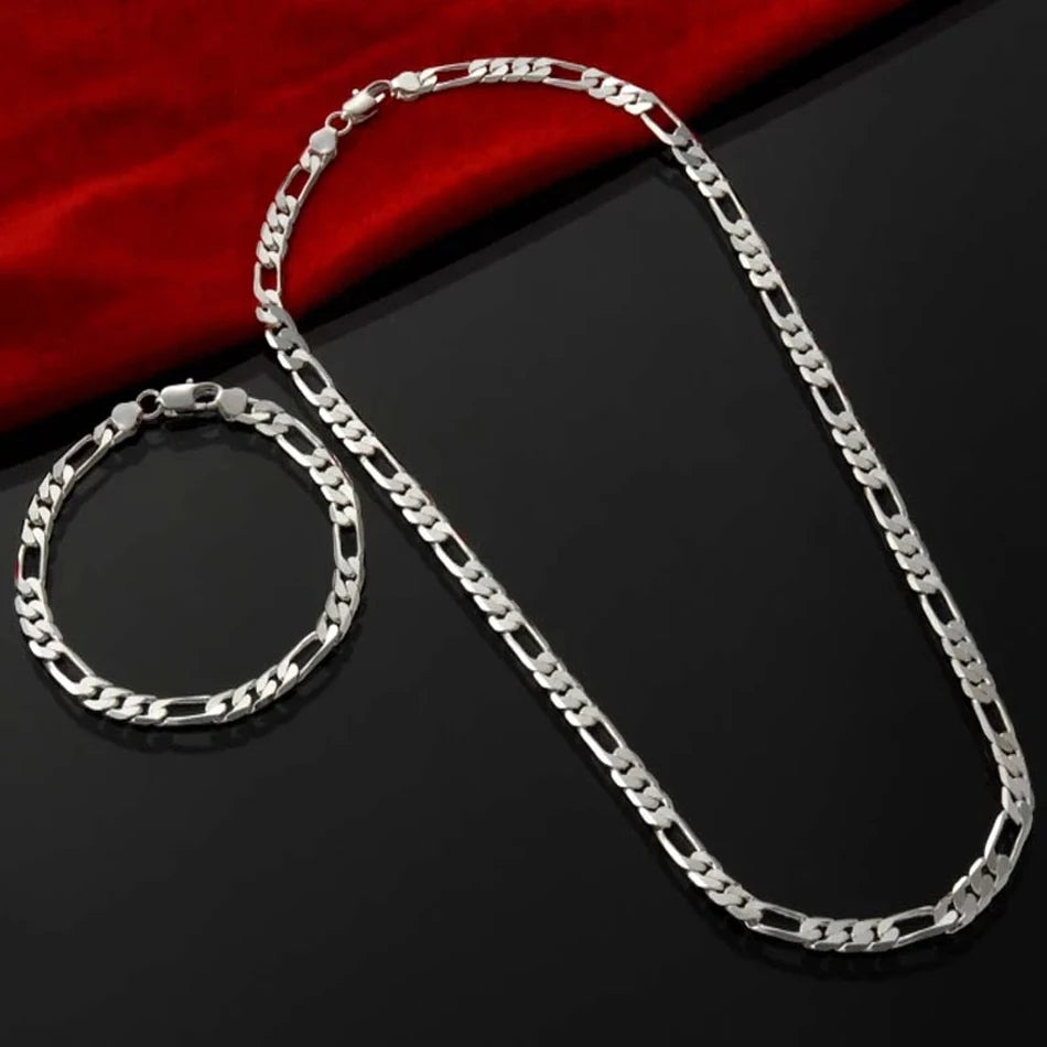sterling silver 4MM chain  jewelry set