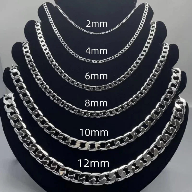 Sterling Silver Necklace 2/4/6/8/10/12MM 40-75cm