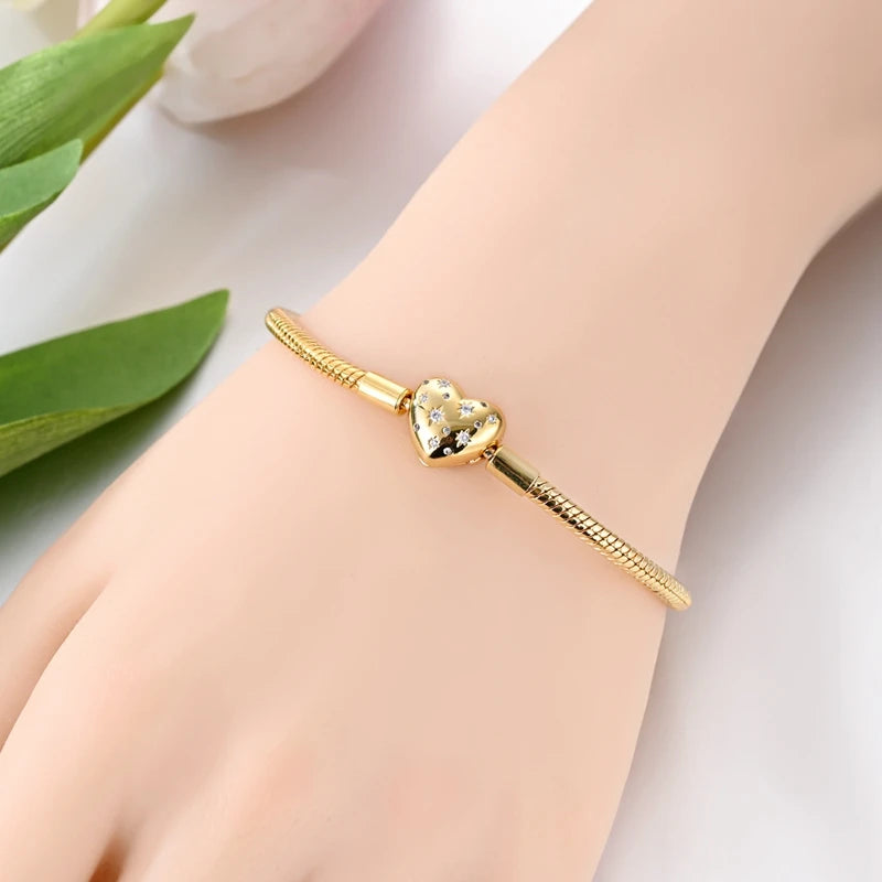 Sterling Silver Bracelets 17-20CM  Heart Shaped Bracelet