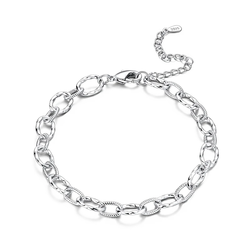 Sterling Silver Bracelets 17-20CM  Heart Shaped Bracelet