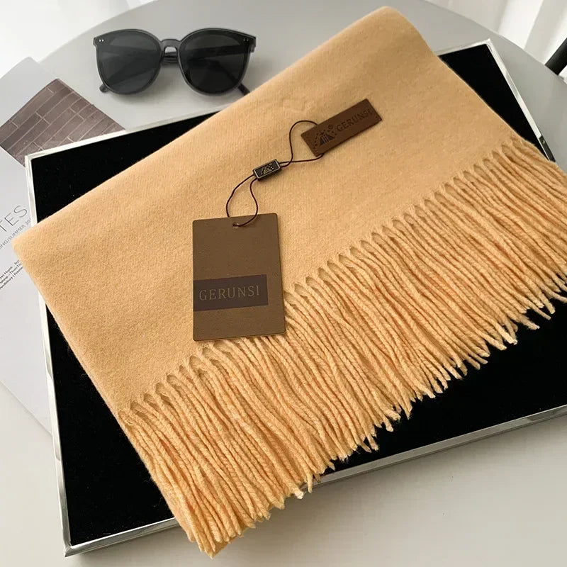 Cashmere Scarf Thick Warm Pashmina  Solid Color Tassel