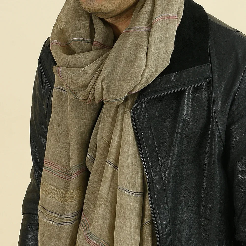 Fashion Men Scarf Cotton Linen Yarn-dyed Striped Men's Scarves Tassel Long Shawl Autumn Winter Male Accessories  Wraps