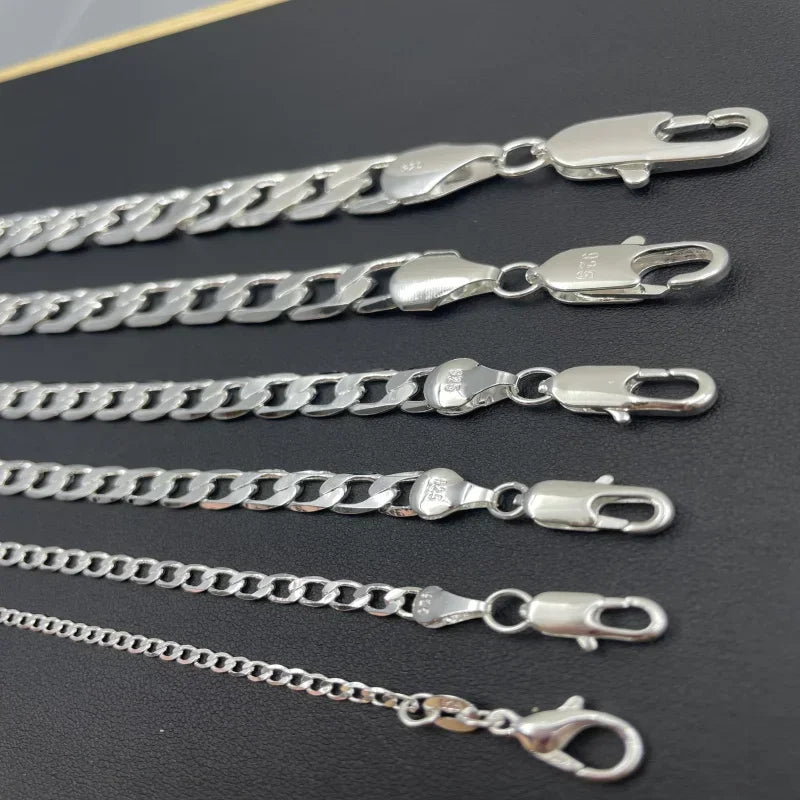 Sterling Silver Necklace 2/4/6/8/10/12MM 40-75cm