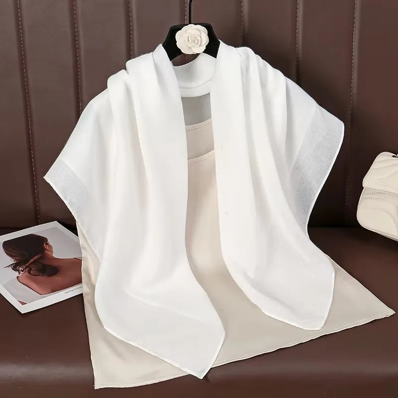 90*90cm Square Scarves Solid Color Cotton Linen