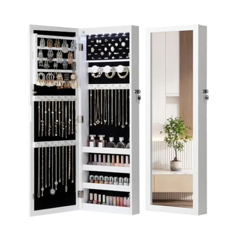 Mirror Jewelry Cabinet Large Capacity Lockable