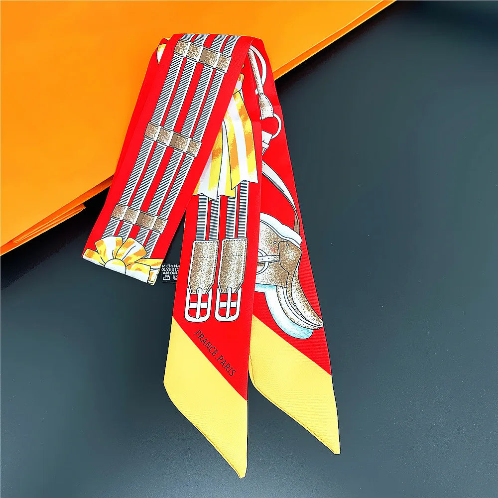 Saddle Print Summer Skinny Silk Scarf