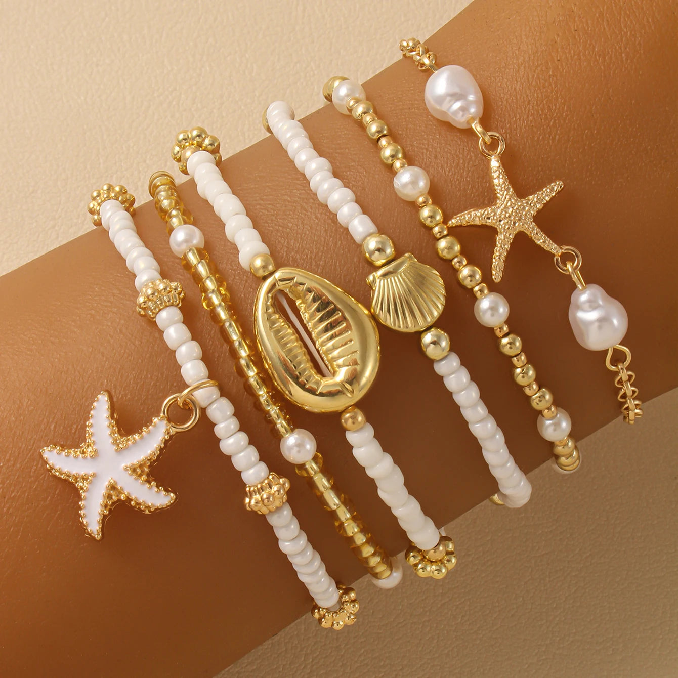 Vintage Seed Bead Stacked Bracelet Set