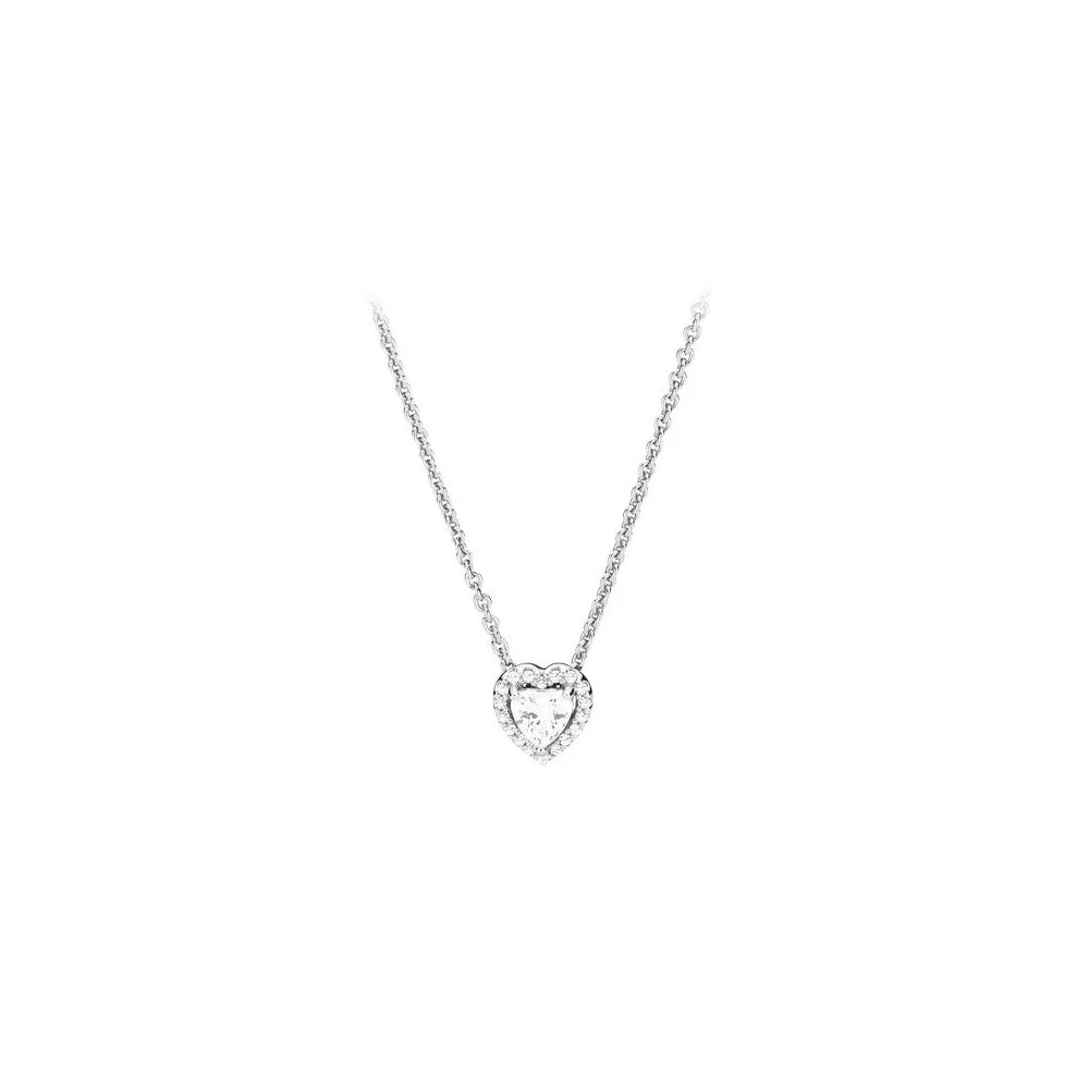 heart-shaped,  white copper silver plated necklace