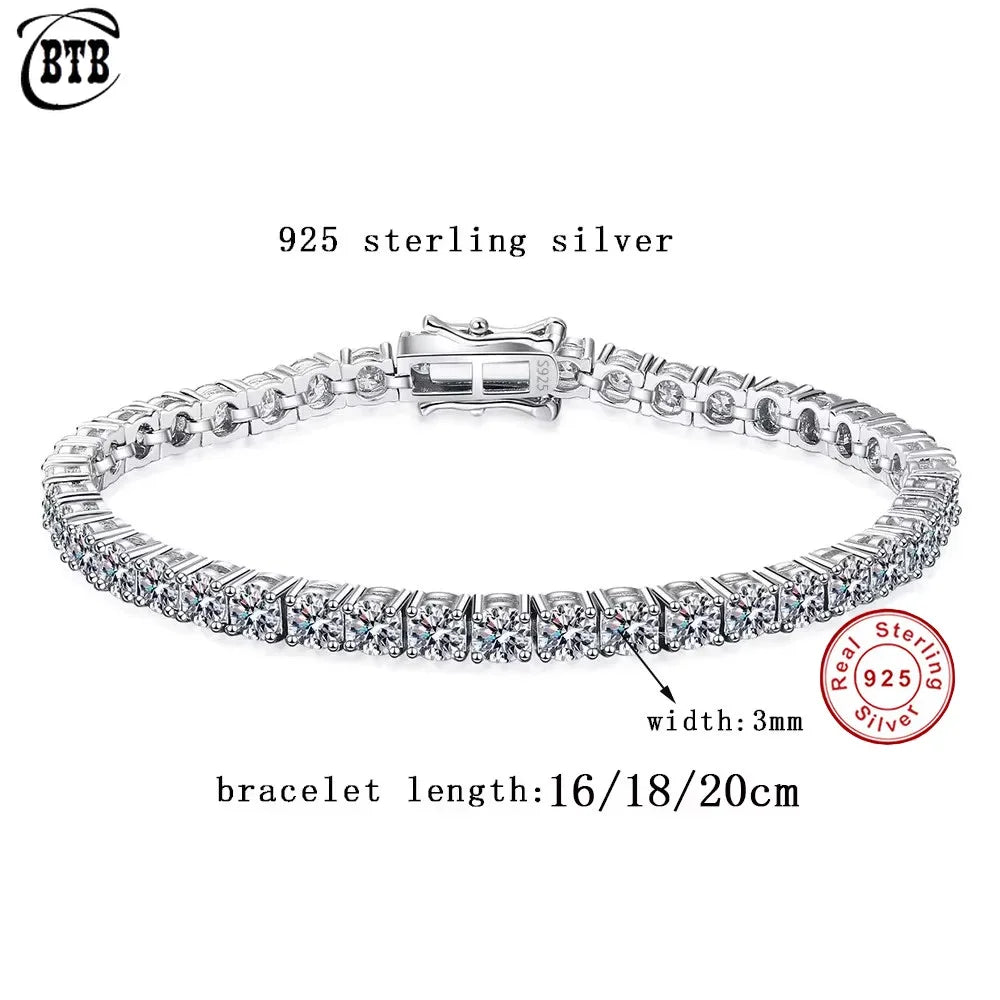 Sterling Silver 925 5mm D VVS1 Moissanite Bracelet