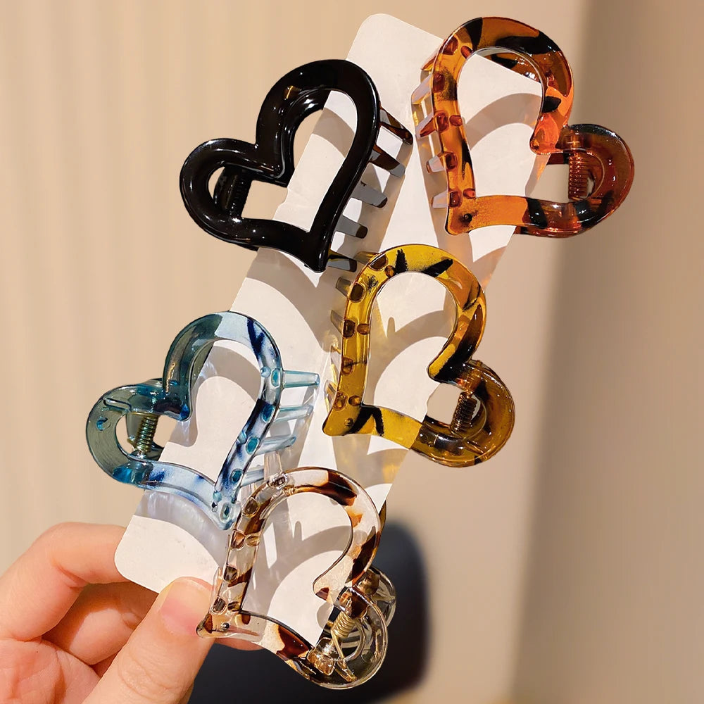 5-Pack Heart Claw Clips – Multi-Color