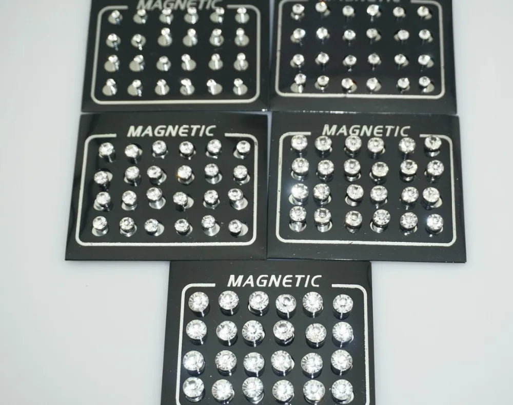3/4/5/6/7mm  Rhinestone Magnet Stud Earring