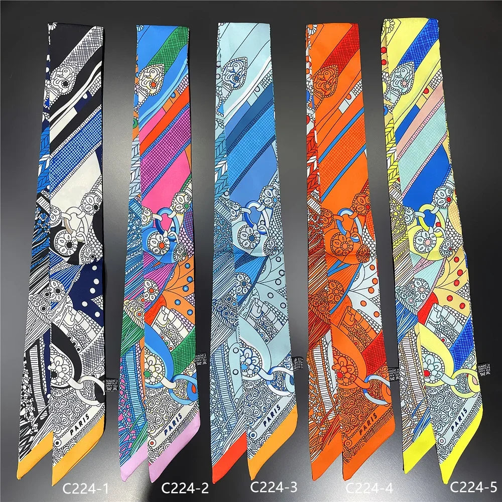Saddle Print Summer Skinny Silk Scarf