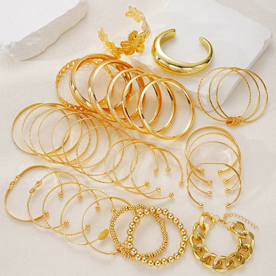 Vintage Elegant Multi-Piece Stacking Bracelets