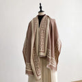 Women Geometry Print Pashmina Shawl Warm Cashmere Scarves Luxury Winter Thick Blanket Bufanda Female Wrap Bandana Echarpe Poncho