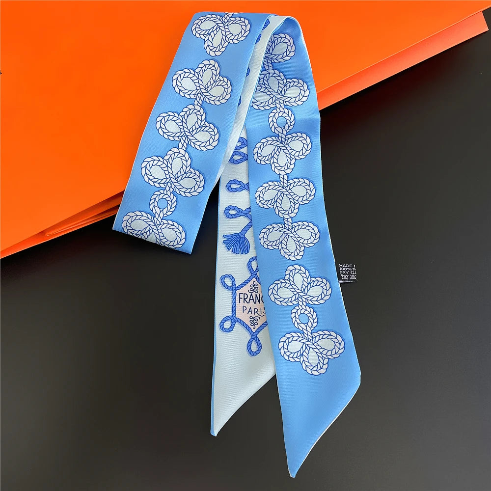 Saddle Print Summer Skinny Silk Scarf