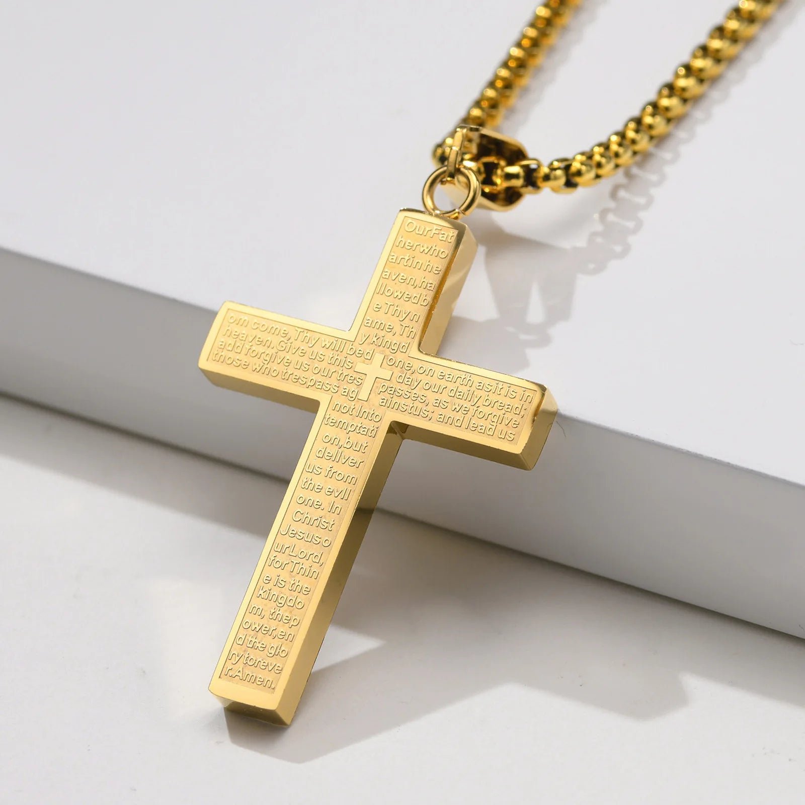 Engraved Cross Choker, Titanium Steel
