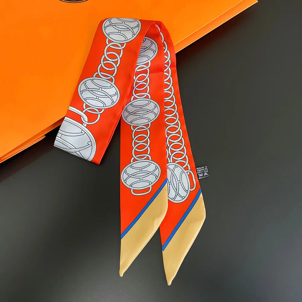 Saddle Print Summer Skinny Silk Scarf
