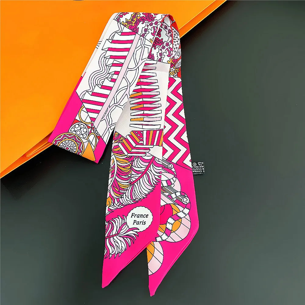 Saddle Print Summer Skinny Silk Scarf