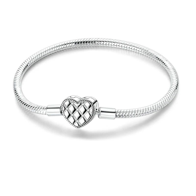 Sterling Silver Bracelets 17-20CM  Heart Shaped Bracelet