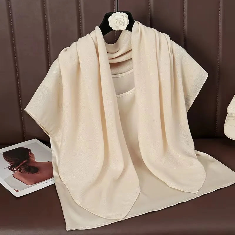 90*90cm Square Scarves Solid Color Cotton Linen