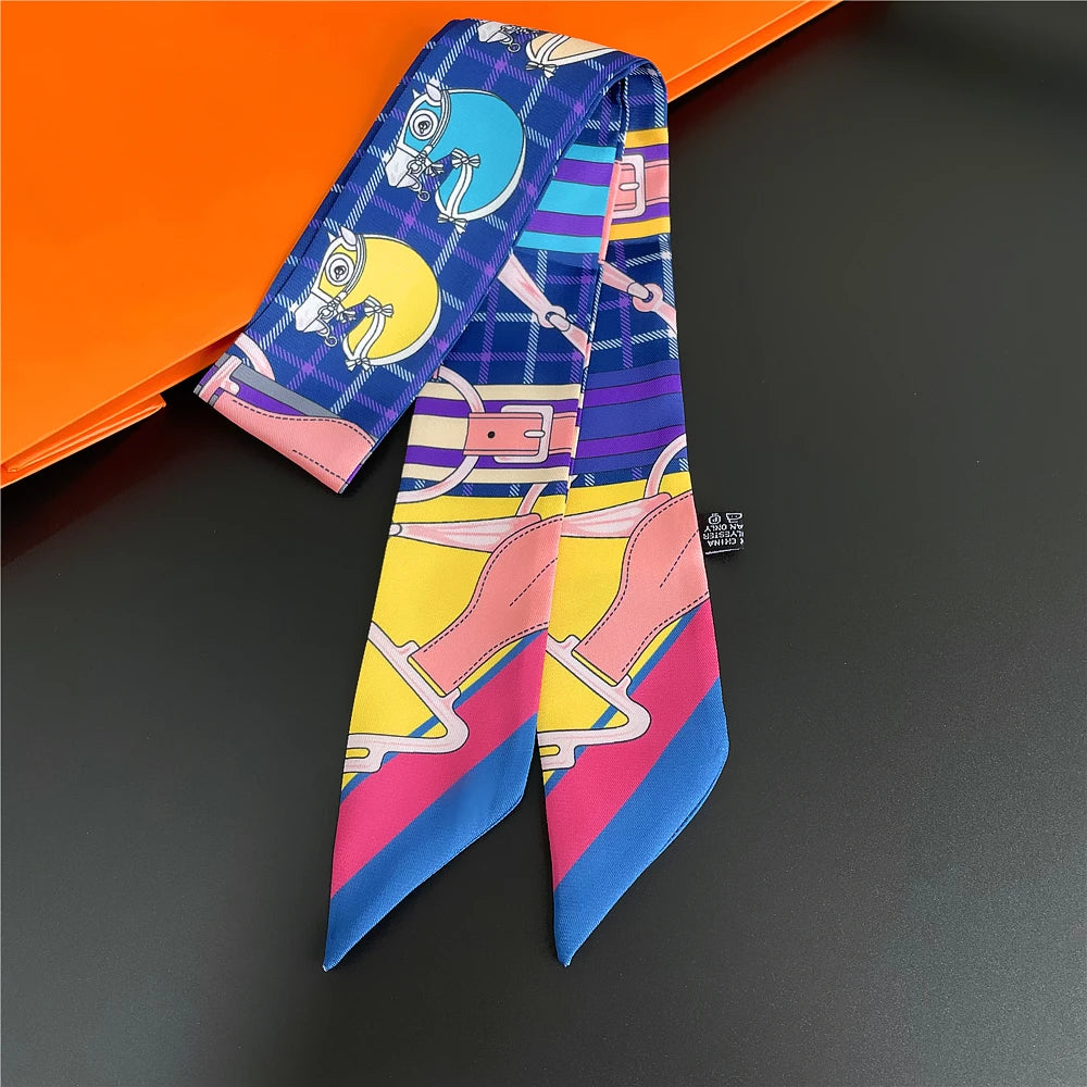 Saddle Print Summer Skinny Silk Scarf
