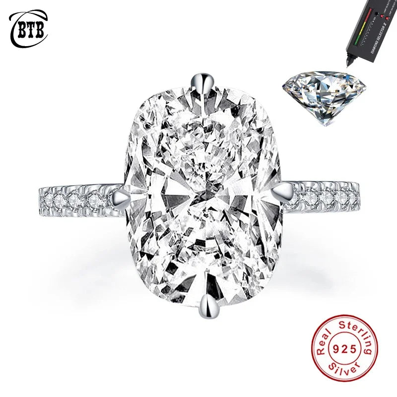 New Sterling Silver 925 Oval Real Moissanite Rings D Color Vvs1 8ct Women Wedding Luxury Diamond Rings Jewelry