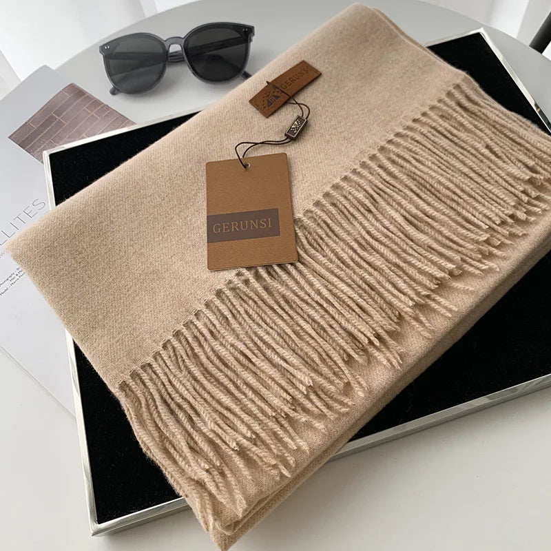 Cashmere Scarf Thick Warm Pashmina  Solid Color Tassel
