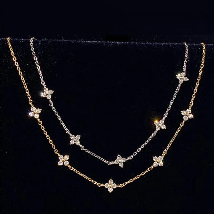925 Sterling Silver Crystal Flower Bracelet