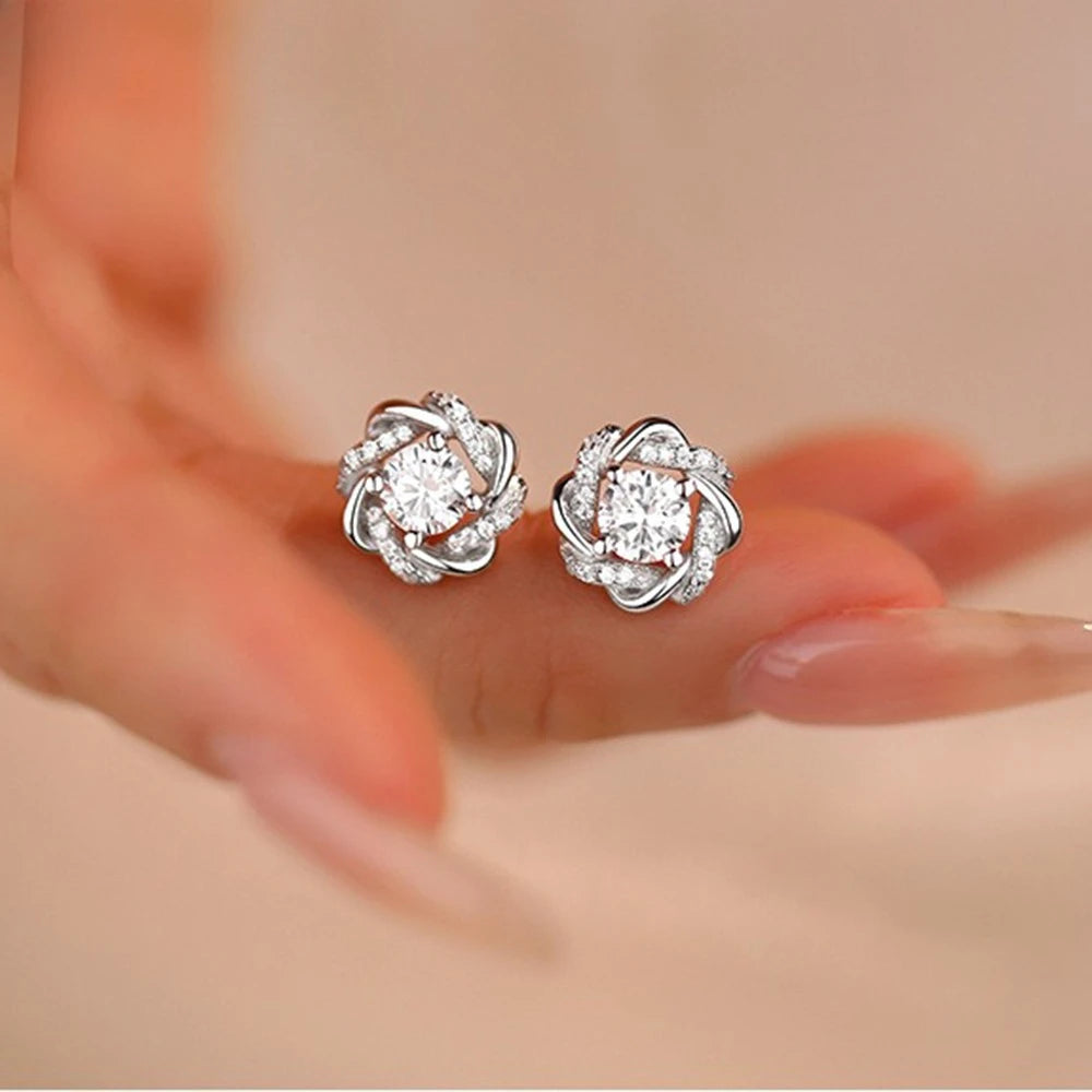 Windmill Stud Earrings Moissanite 925 Sterling Silver