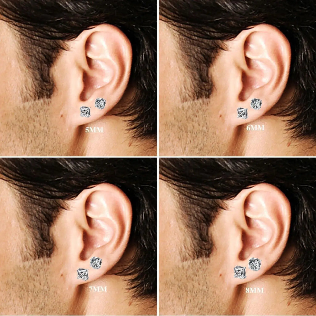 Stainless Steel Magnetic Stud Earrings CZ Hypoallergenic