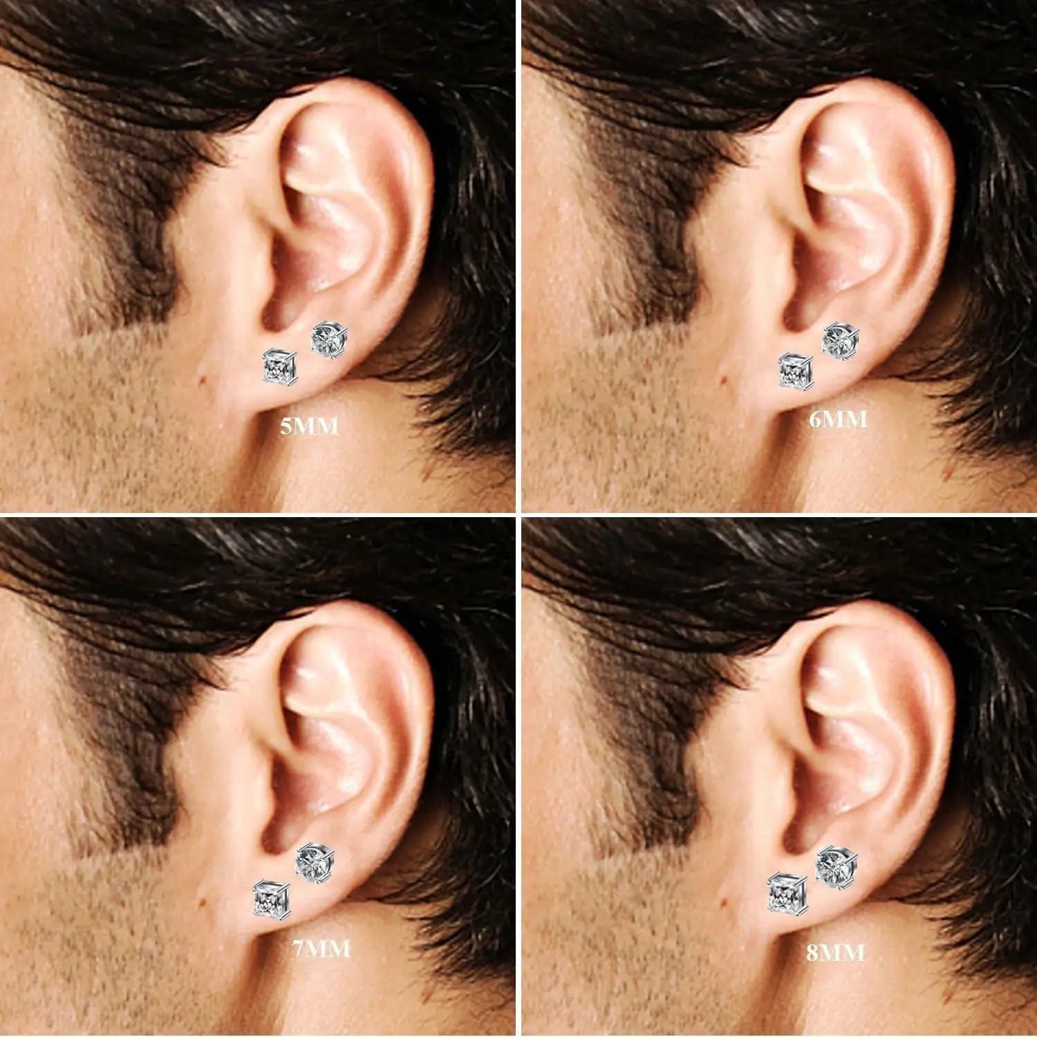Stainless Steel Magnetic Stud Earrings CZ Hypoallergenic