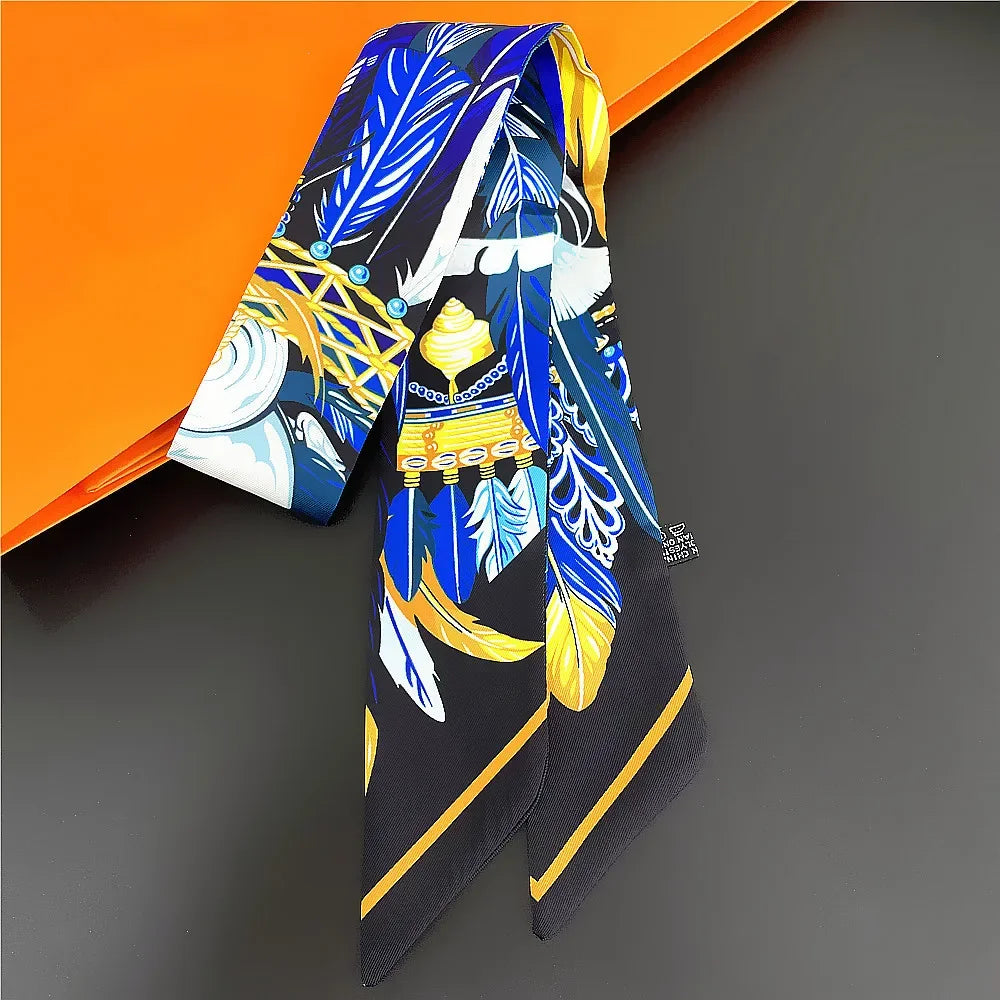 Saddle Print Summer Skinny Silk Scarf