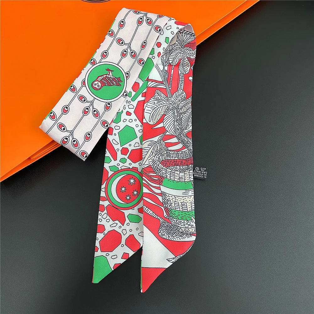 Saddle Print Summer Skinny Silk Scarf