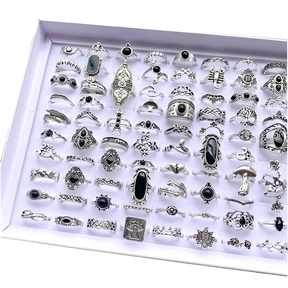 20Pcs Vintage Bohemia Black Rings Set