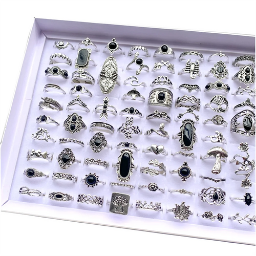 20Pcs Vintage Bohemia Black Rings Set