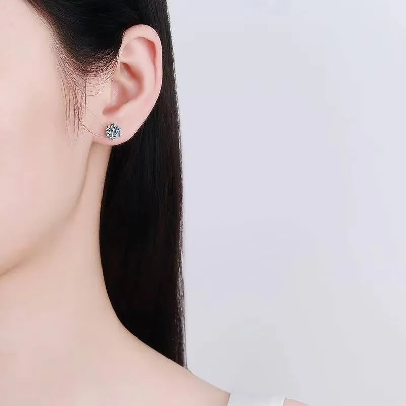 Moissanite Earrings 925 Sterling Silver  Stud Earrings