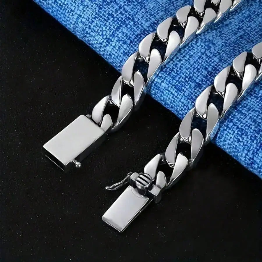 Silvery Plated Miami Cuban Chain Bracelet Men's